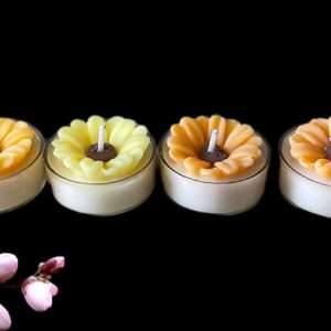 Eternal Candles® - Natural Soy Wax Aster Floral Design Tea Light Candles Set of 8