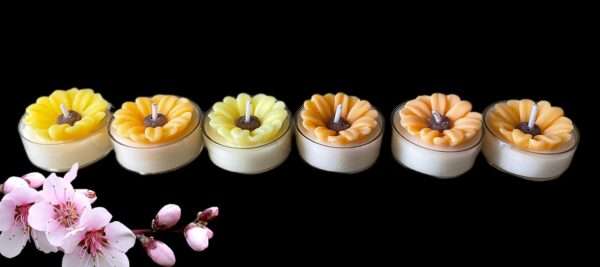 Eternal Candles® - Natural Soy Wax Aster Floral Design Tea Light Candles Set of 8