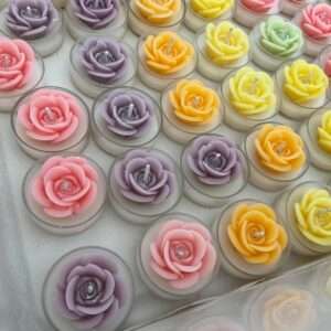 Eternal Candles®- Natural Soy Wax Rose Floral Design Tea Light Candles Set of 8