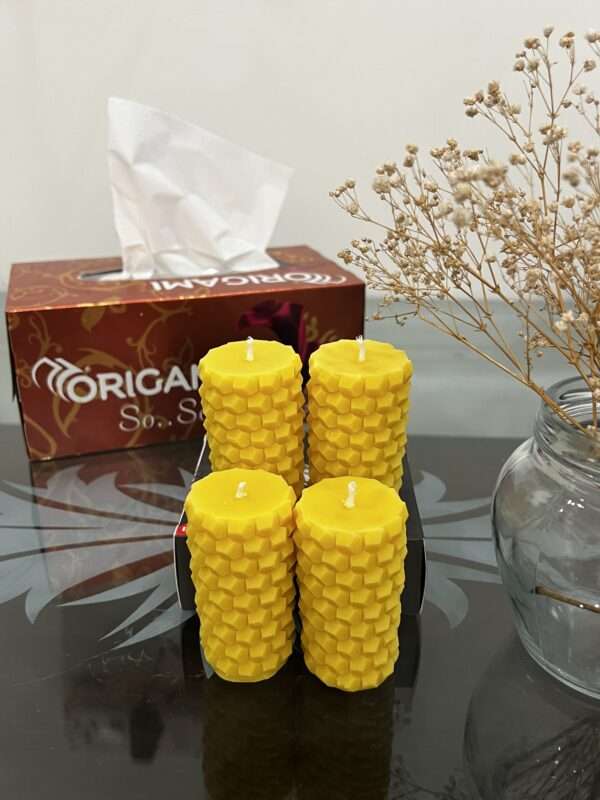 Eternal Candles® Pure Beeswax Pillar Candles | Set of 2 | Honeycomb Design - Image 3